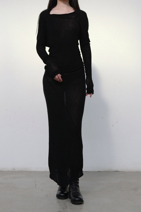 Marc le bihan shoulder lace long -sleeved dress 2864 black